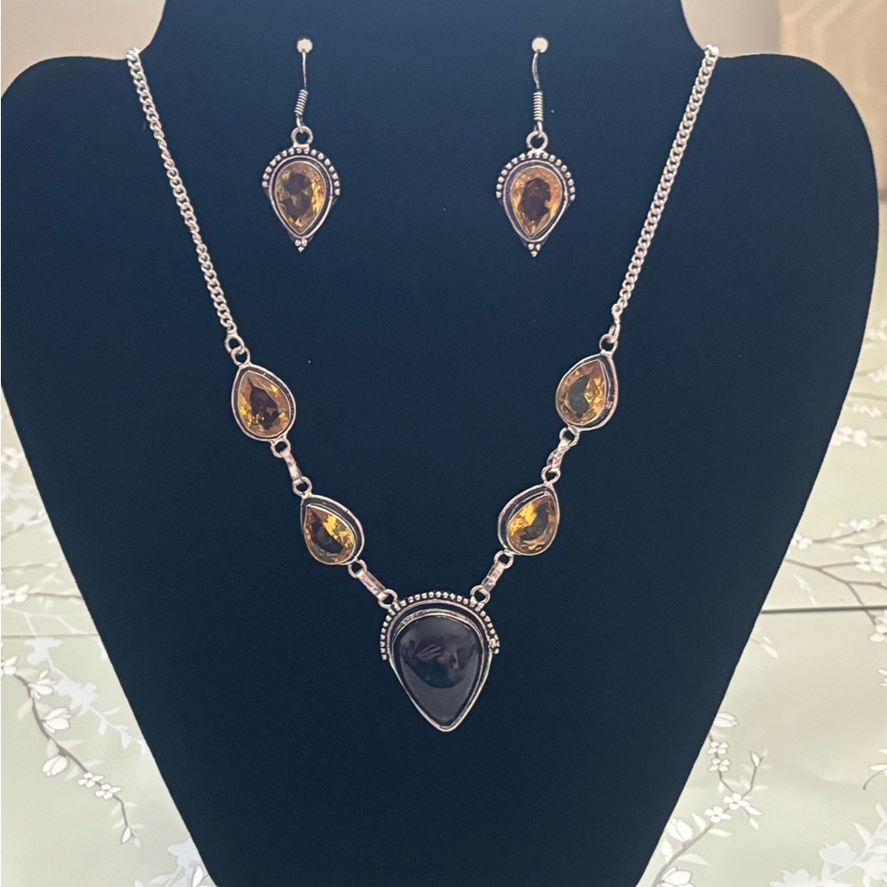 Amethyst Citrine necklace and earrings